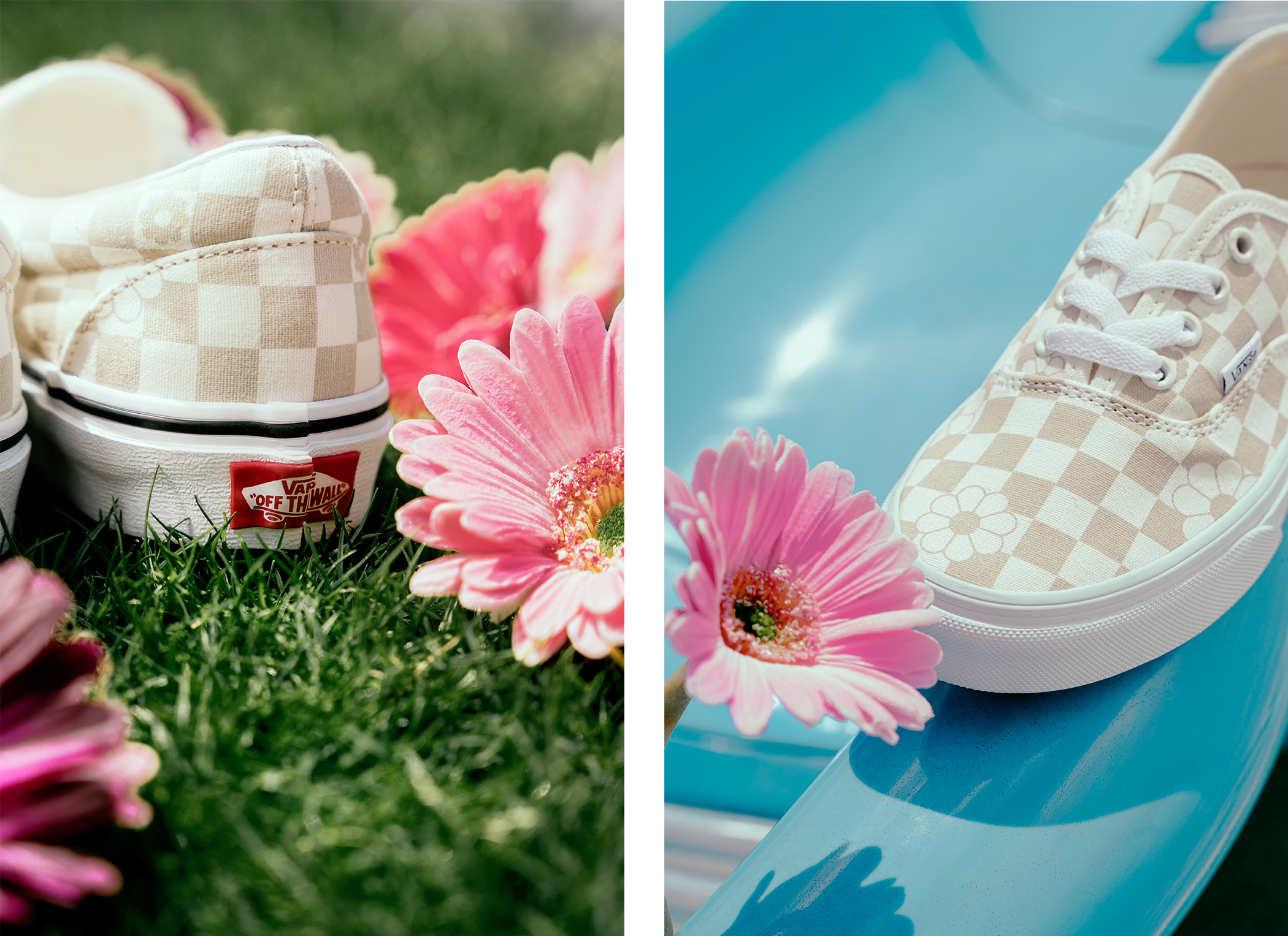 Vans checker floral outlet slip on